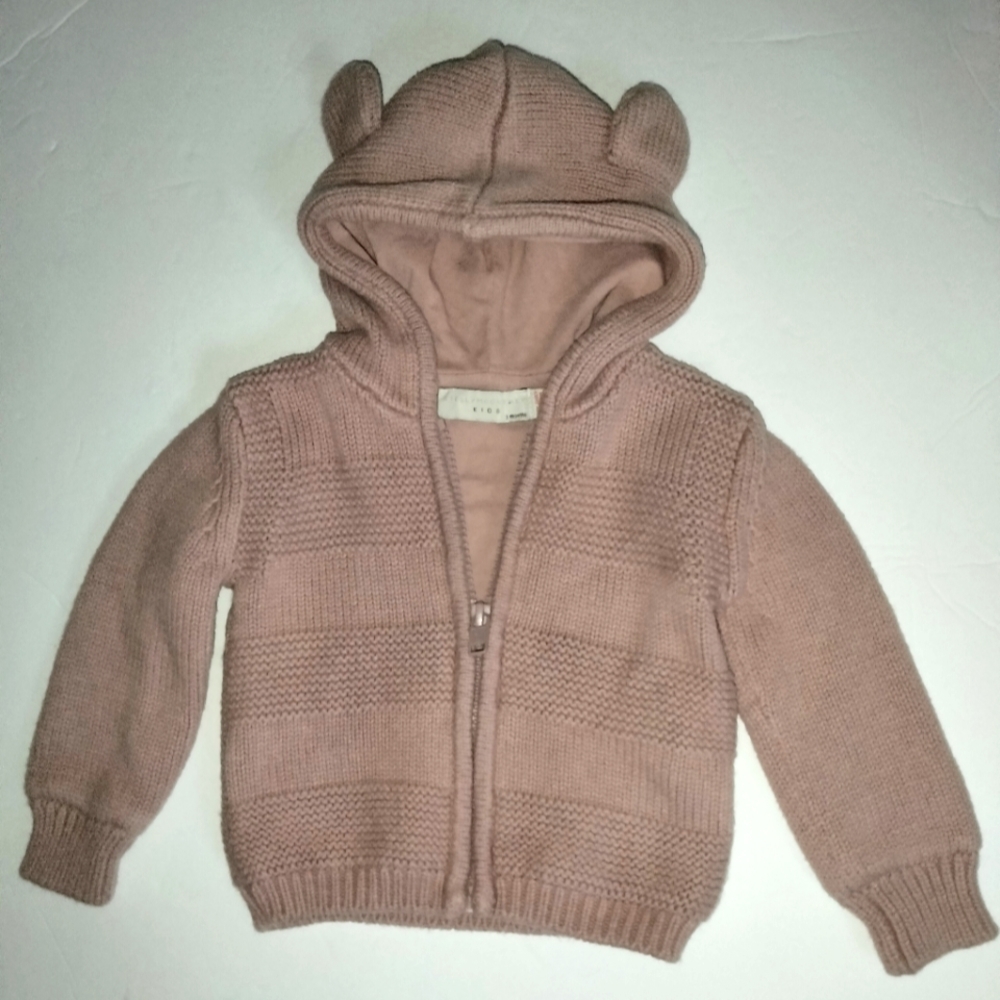 Stella McCartney (Sz 3mnth) Dusty Rose Cashmere Blend Zip LS Hoodie Knit Jacket